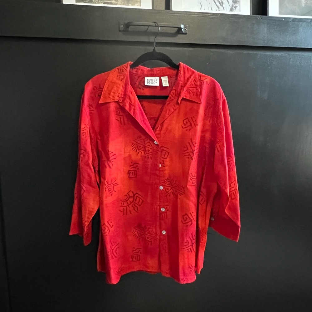 Chico’s Women’s Red Patterned Top